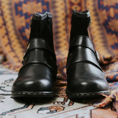 Men's Vintage Style Buckled Ankle Boots