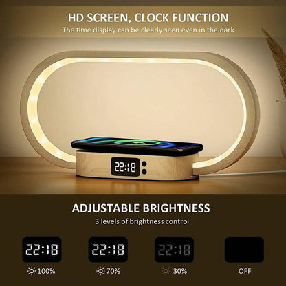 Alarm Clock with Wireless Charging and Night Light