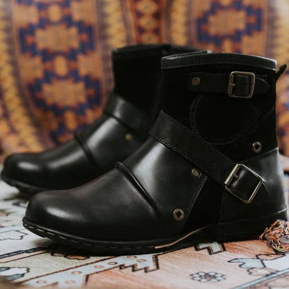 Men's Vintage Style Buckled Ankle Boots