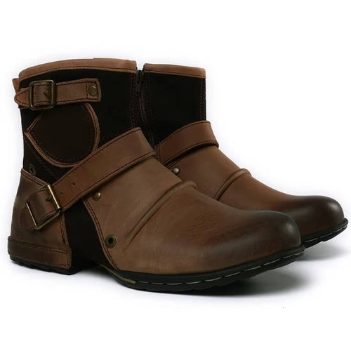 Men's Vintage Style Buckled Ankle Boots