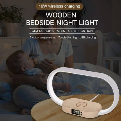 Alarm Clock with Wireless Charging and Night Light