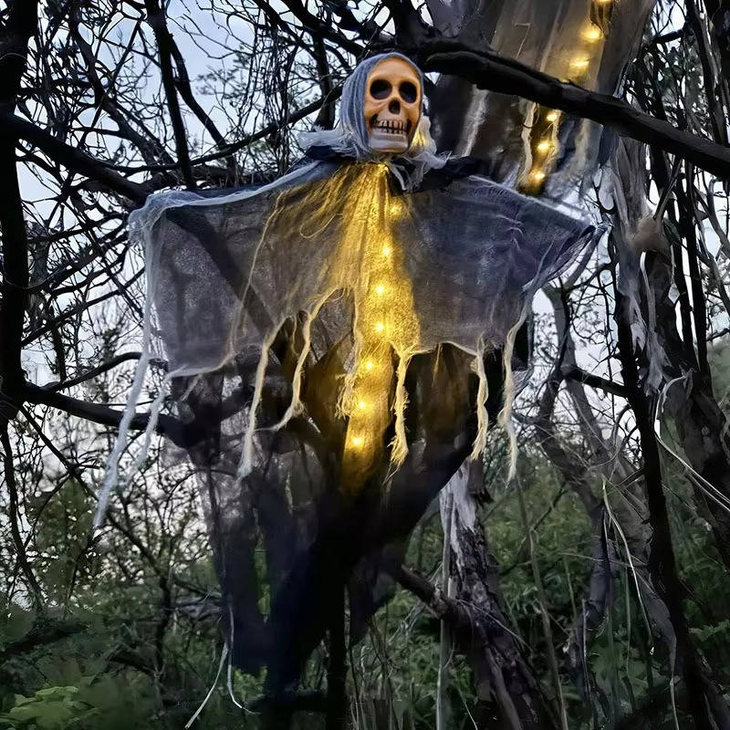Glowing Skull Scary Outdoor Halloween Decorations- Set of Two