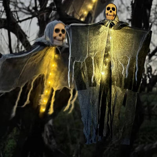 Glowing Skull Scary Outdoor Halloween Decorations- Set of Two