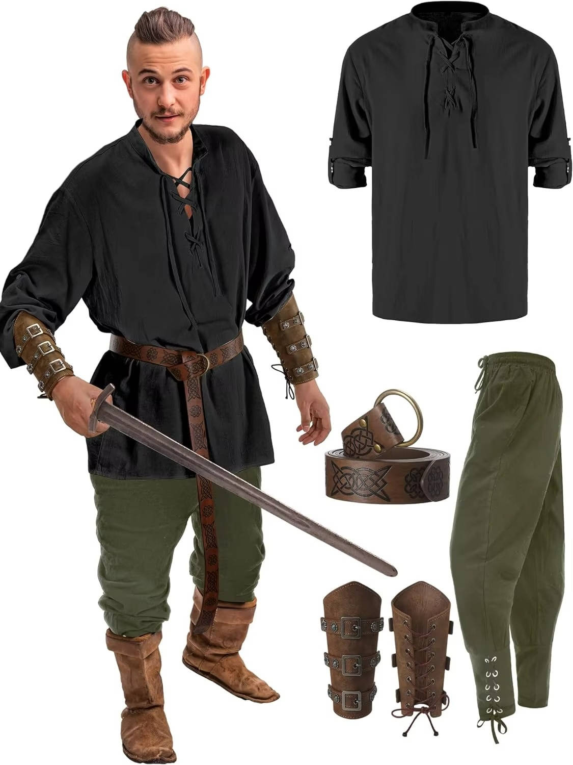 Men 4 Piece Halloween Medieval Party Costumes