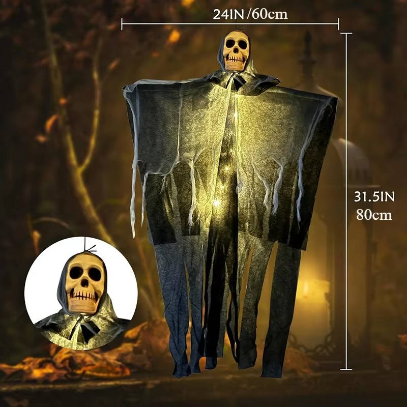 Glowing Skull Scary Outdoor Halloween Decorations- Set of Two