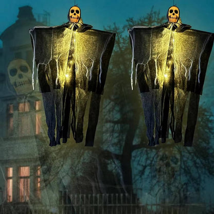 Glowing Skull Scary Outdoor Halloween Decorations- Set of Two