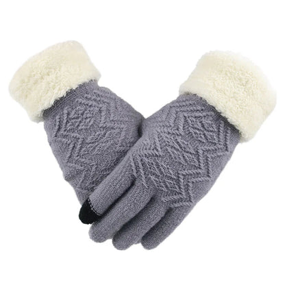 Plush Lined Touch Screen Knitted Gloves