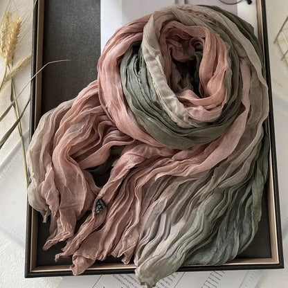 Soft Gradient Cotton Shawl Ladies Winter Scarf