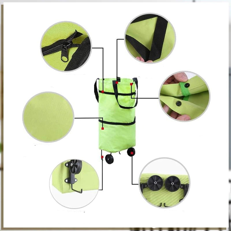 2-in-1 Foldable Shopping Bag with Wheels