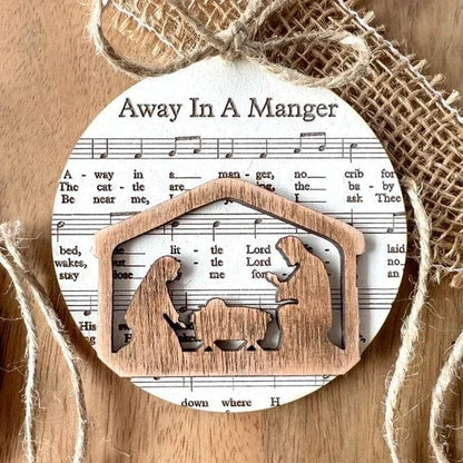 Nativity-Themed Music Sheet Ornament Collection