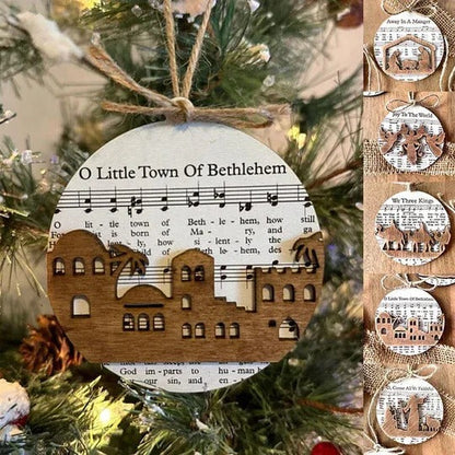 Nativity-Themed Music Sheet Ornament Collection