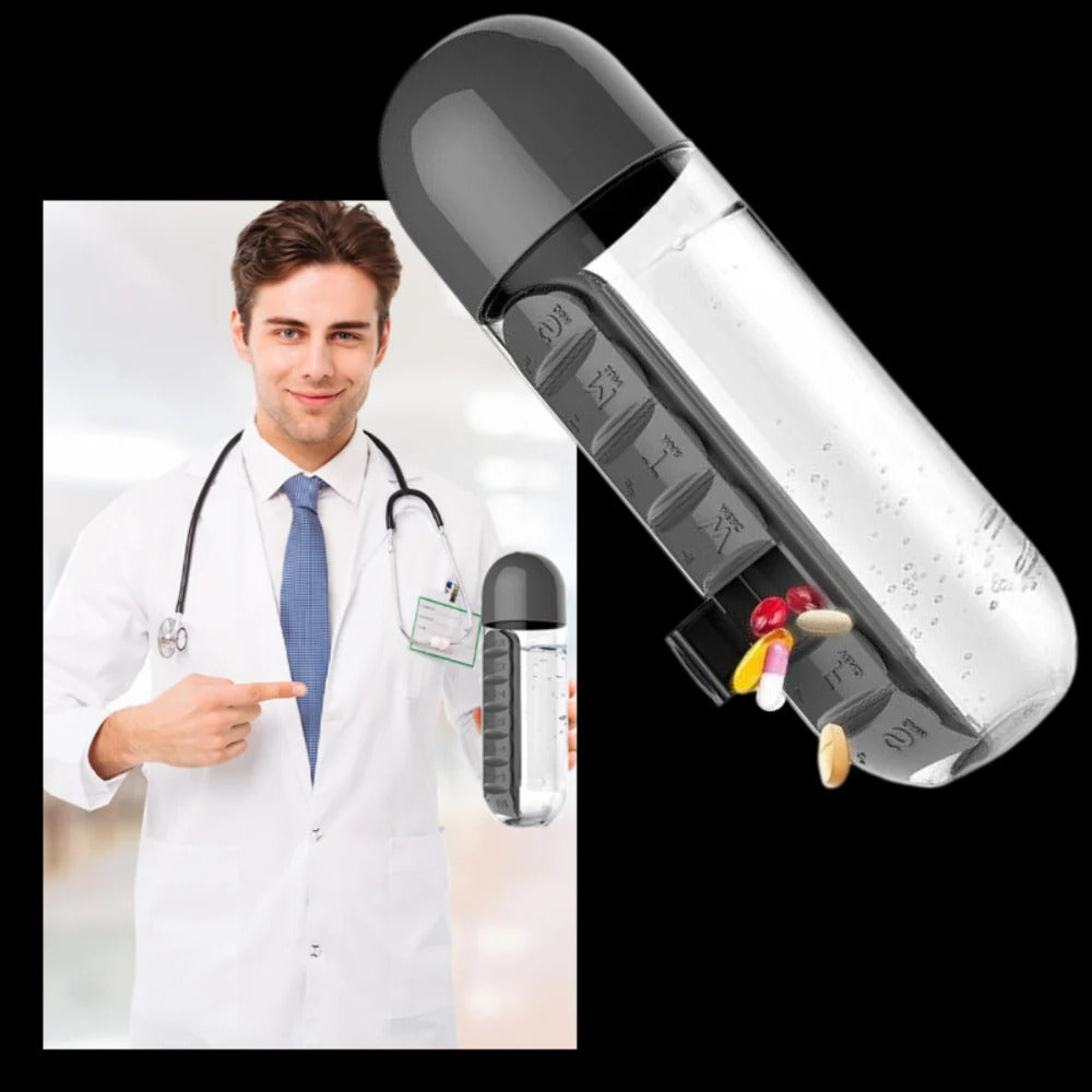 Water Bottle with Pill Holder