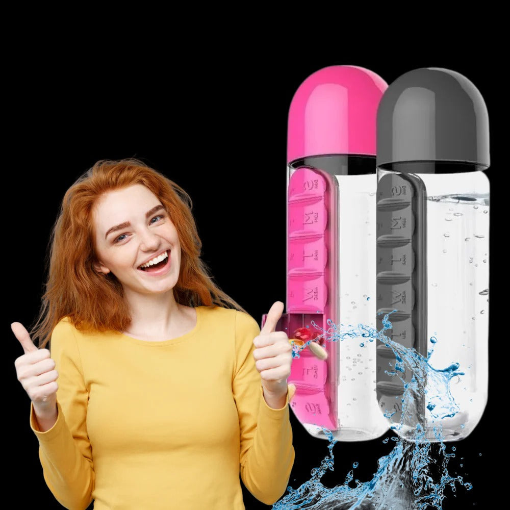 Water Bottle with Pill Holder