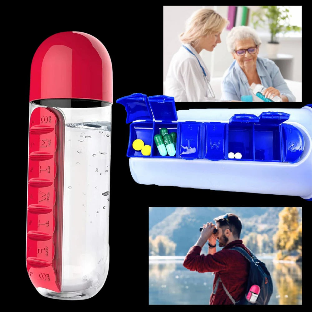 Water Bottle with Pill Holder