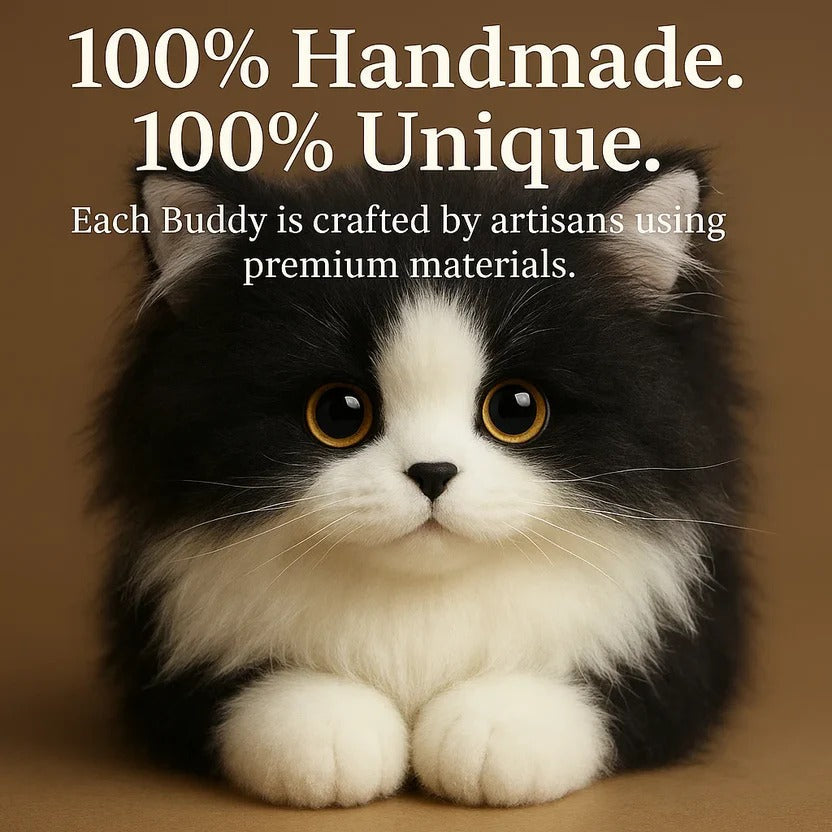 Lifelike Black and White Plush Cat