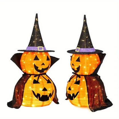 2 Pcs 3ft Halloween Collapsible Lighted In/Outdoor Pumpkin Garden Decoration