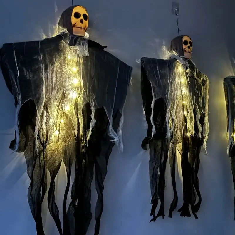 Glowing Skull Scary Outdoor Halloween Decorations- Set of Two