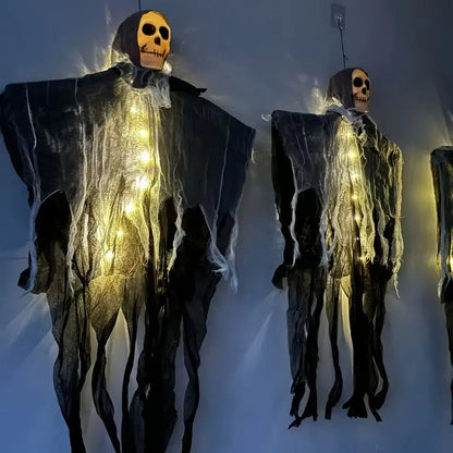 Glowing Skull Scary Outdoor Halloween Decorations- Set of Two