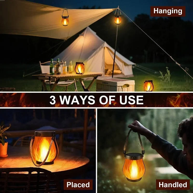 Solar Outdoor Porch Flame Lanterns