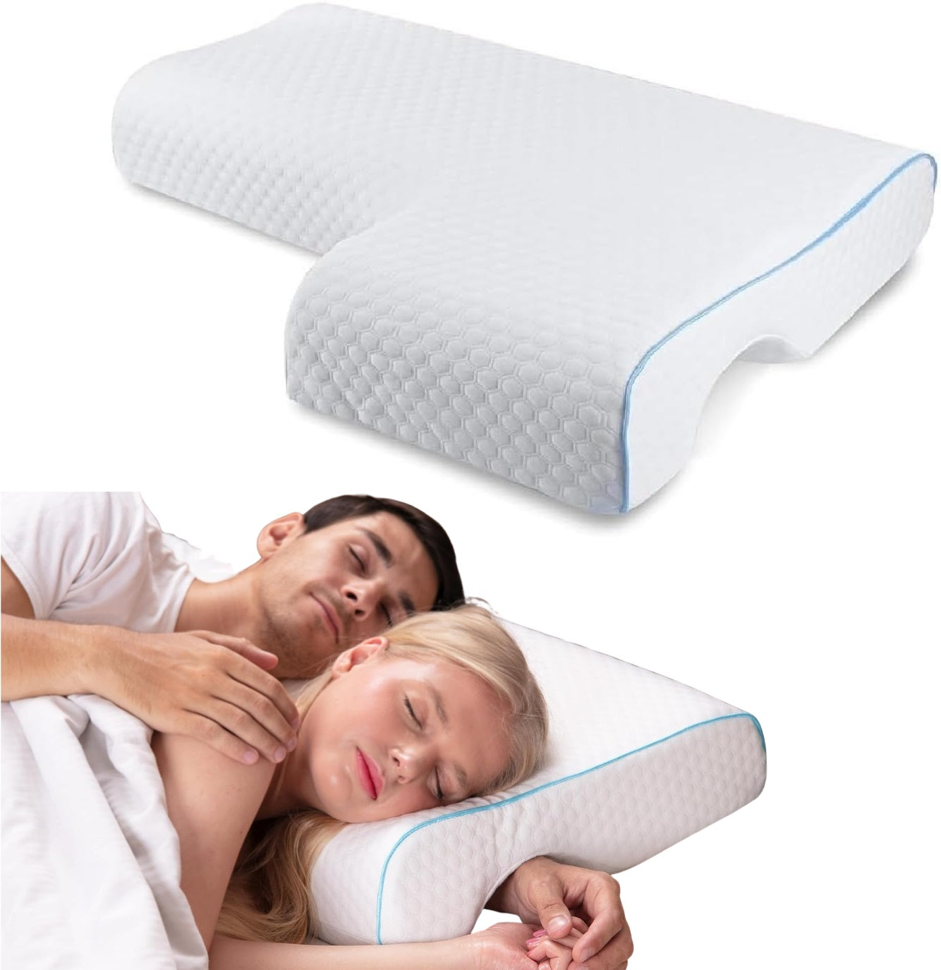 Orthopedic Couple Pillow With Arm-Tunnel For Cuddling