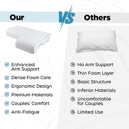 Orthopedic Couple Pillow With Arm-Tunnel For Cuddling