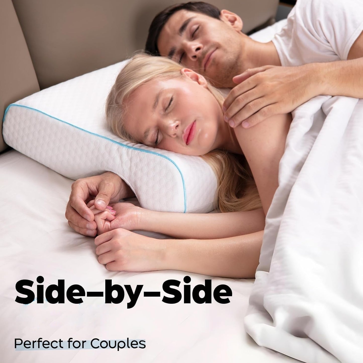 Orthopedic Couple Pillow With Arm-Tunnel For Cuddling
