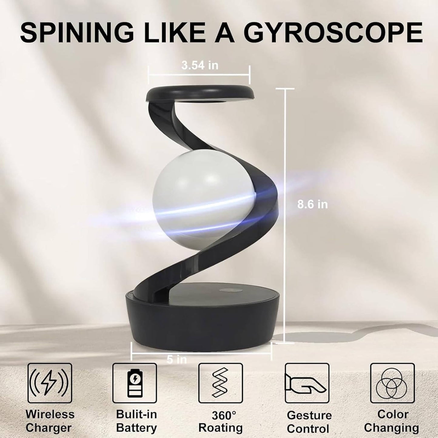 Levitating Moon Lamp Gesture Control & Wireless Charging