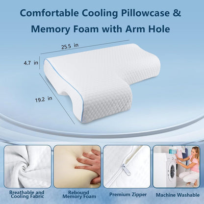 Orthopedic Couple Pillow With Arm-Tunnel For Cuddling