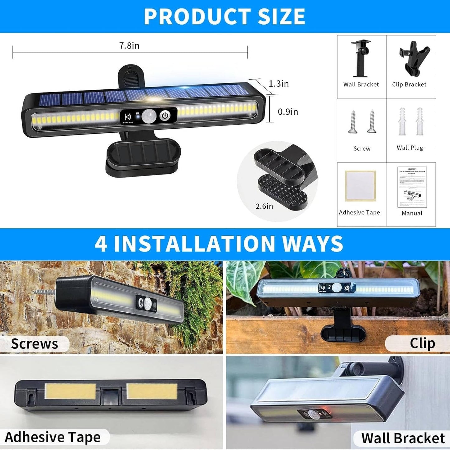2 Set Portable Solar Fence Lights