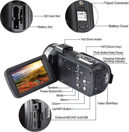 4K Video Camera Camcorder YouTube Vlogging WiFi 48MP Camera