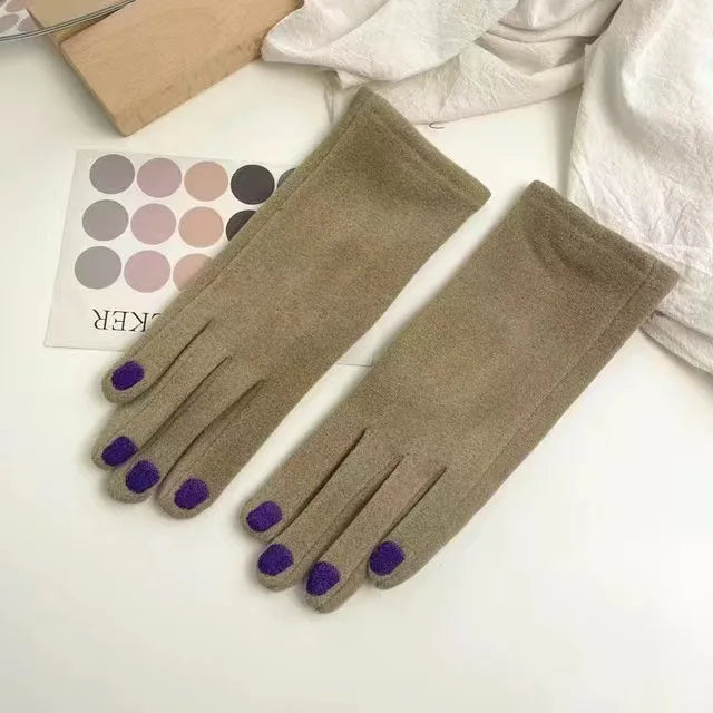 Touch Screen Winter Gloves with Nail Polish Design