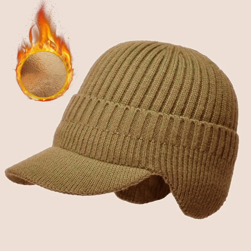 Men Knit Ear Cover Winter Hat