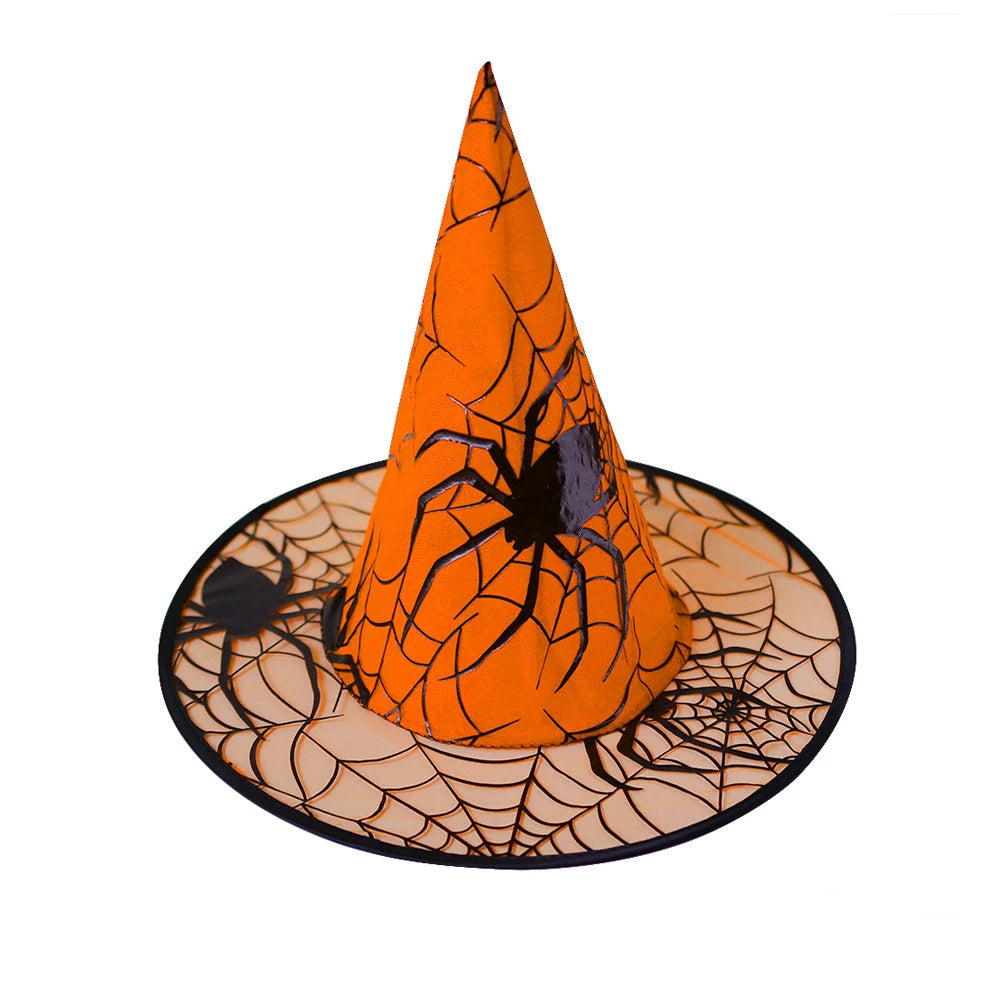 Colorful Spider Web Witch Hat Halloween Costume