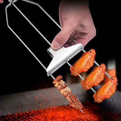 Three-prong grill skewer set