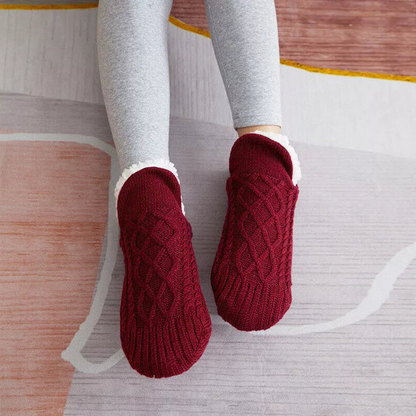Non Slip Thermal Socks for Women Indoor Warm Fleece Grip Socks