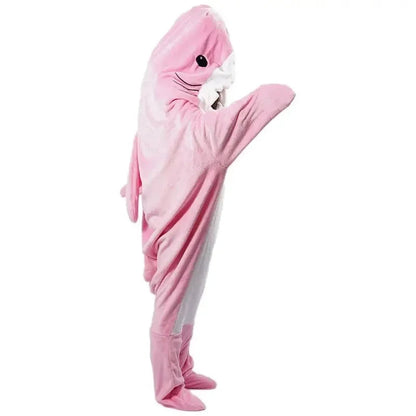 Soft Flannel Shark Hoodie Blanket
