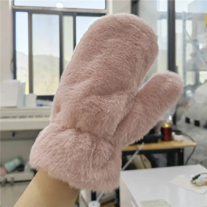 Fluffy Plush Mittens Winter Warm Gloves