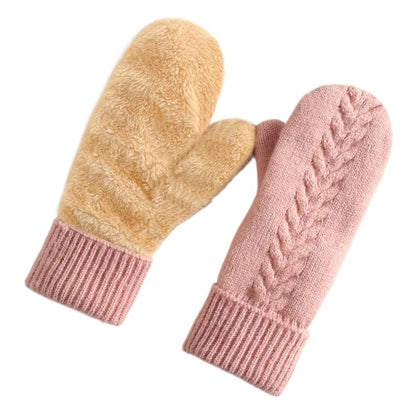 Double Layer Fleece Lined Winter Mittens