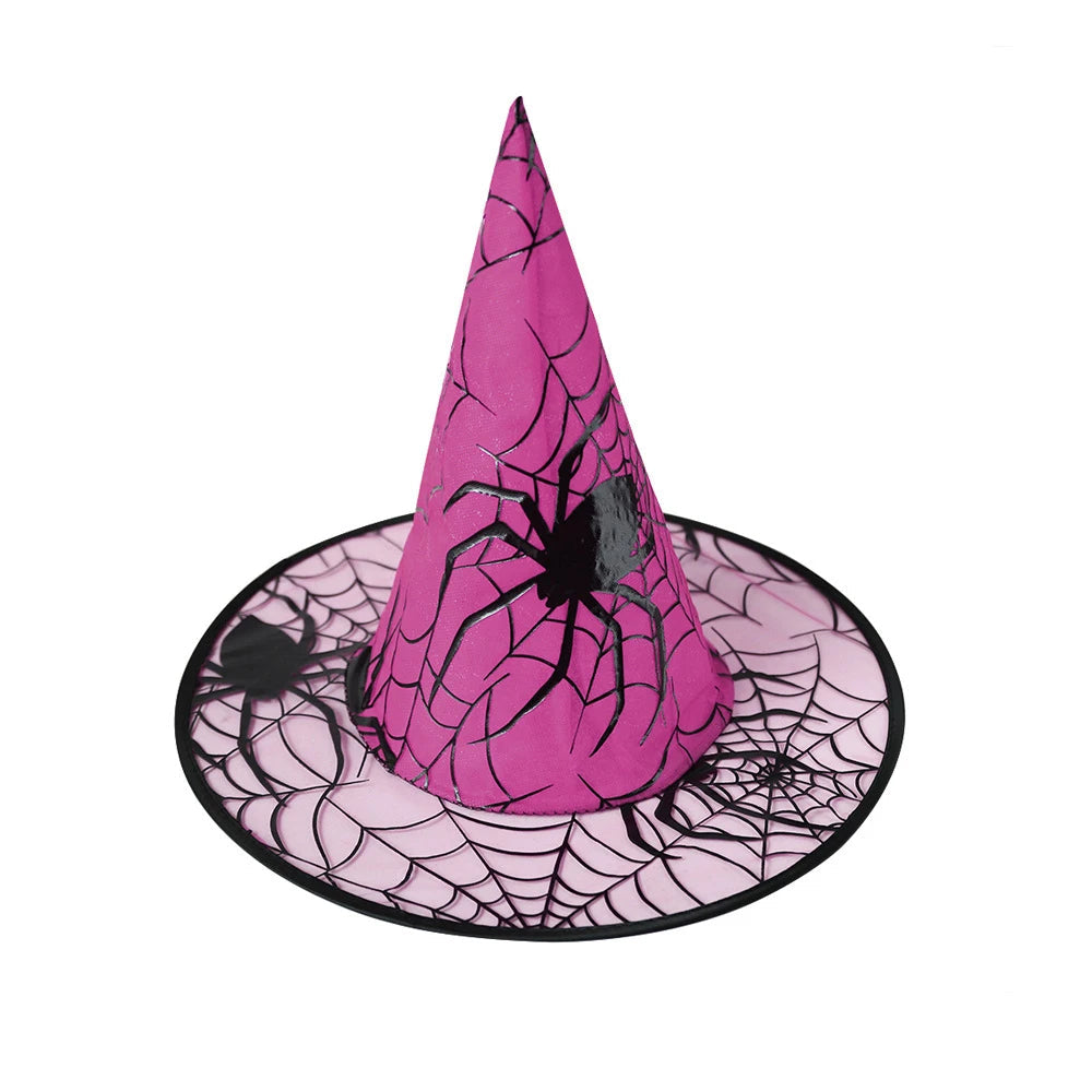 Colorful Spider Web Witch Hat Halloween Costume