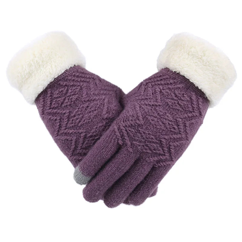 Plush Lined Touch Screen Knitted Gloves