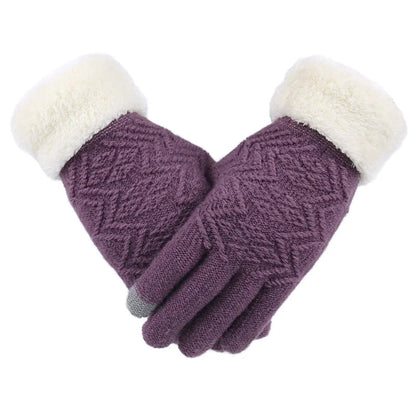 Plush Lined Touch Screen Knitted Gloves