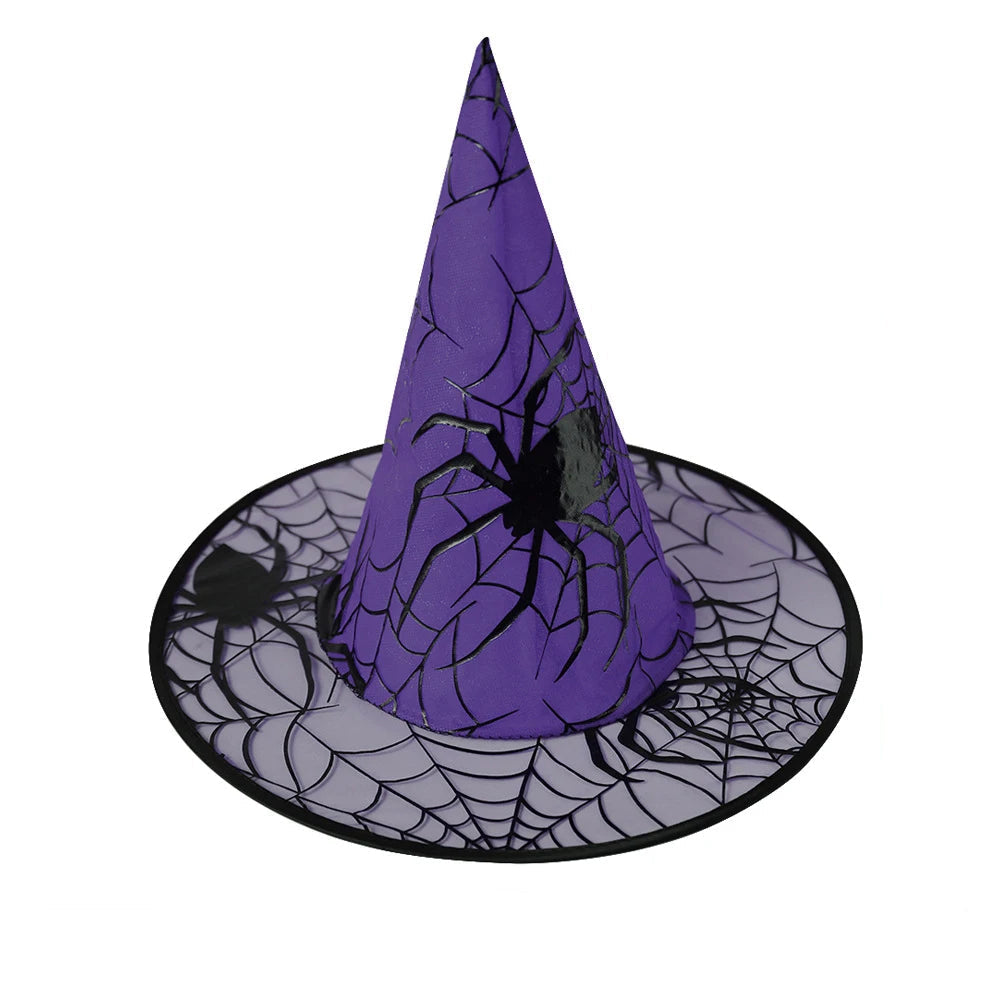 Colorful Spider Web Witch Hat Halloween Costume