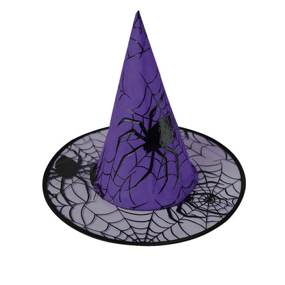 Colorful Spider Web Witch Hat Halloween Costume