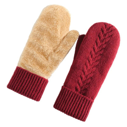 Double Layer Fleece Lined Winter Mittens
