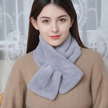 Faux Fur Cross Collar Neck Warmer Winter Scarf
