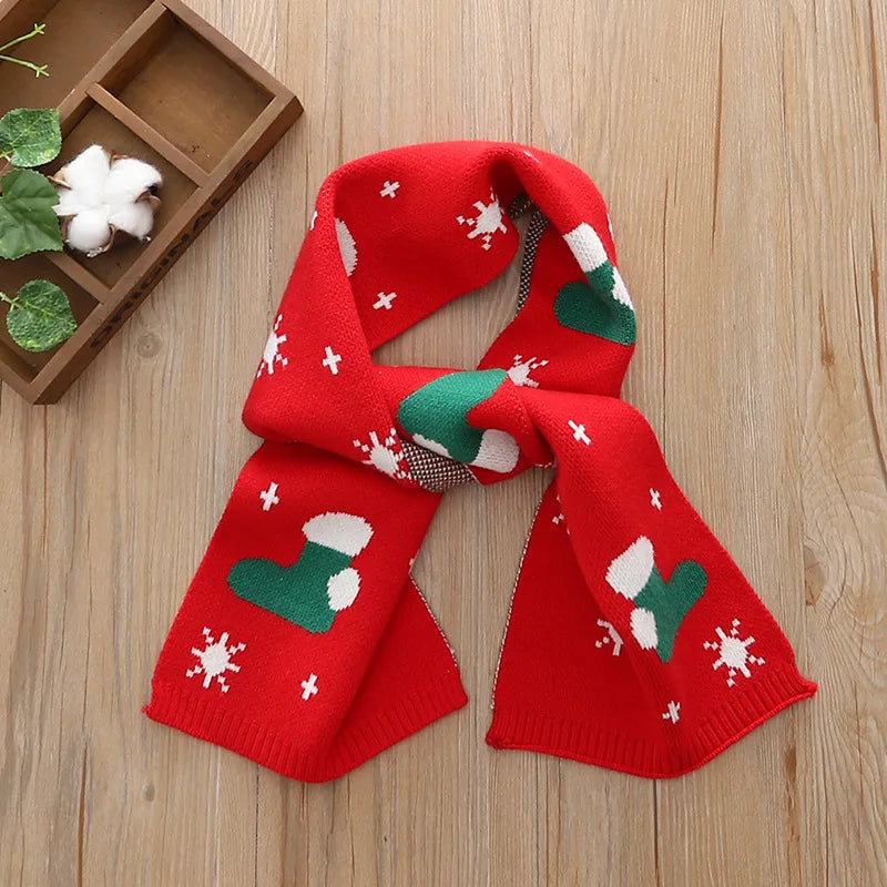 Cute Christmas Knit Scarf for Kids Winter