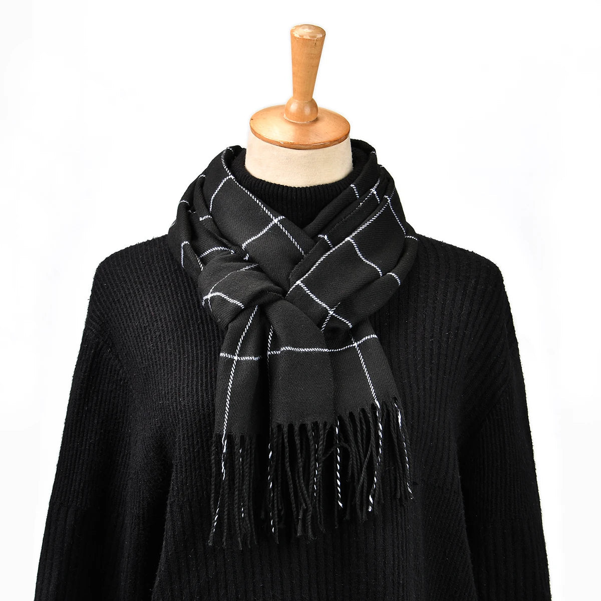 Luxury Plaid Cashmere Winter Scarf for Men