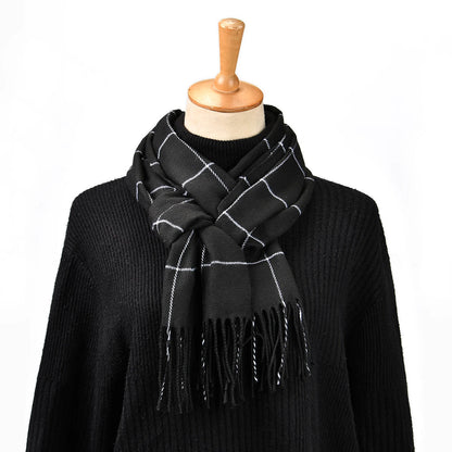Luxury Plaid Cashmere Winter Scarf for Men