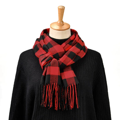 Luxury Plaid Cashmere Winter Scarf for Men